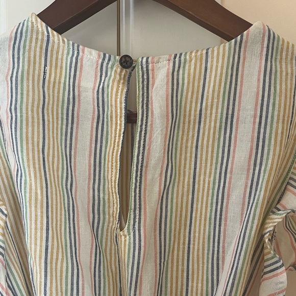Marine Layer Womans size XS Laney Mini Dress Beachy Stripe Beige Linen Blend - Picture 5 of 12